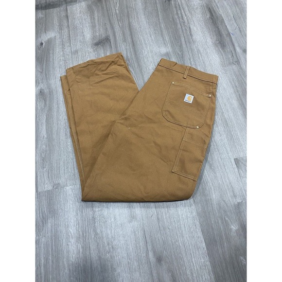 Vintage NWT Carhartt Double Knee Carpenter Jeans Pants 44x34 Made In USA Brown - Picture 1 of 11